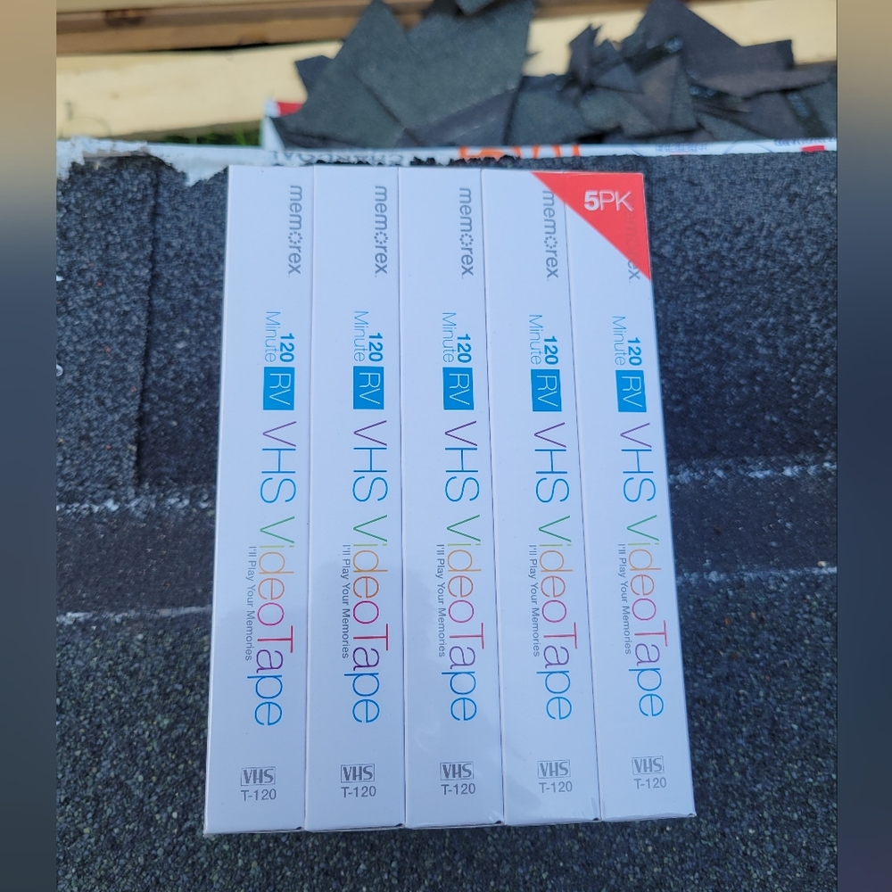 Memorex VHS Video Tapes Pack of 5 Blank T120 120 Minutes RV VCR NEW SEALED
